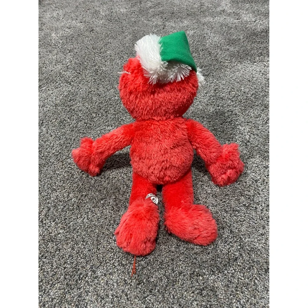 Sesame Street Elmo Plush Toy Kids Small Red Holiday Elf Hat 50th Anniversary